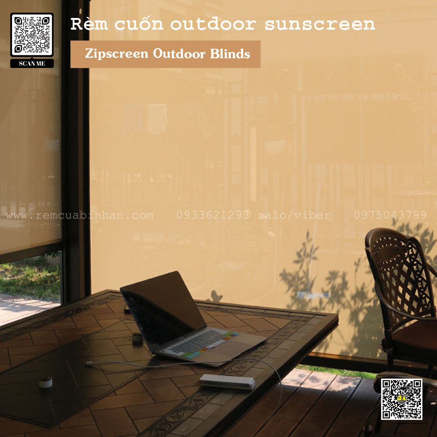 Rèm Cuốn Zipscreen Outdoor Chống Nắng, Chống Tia UV - Bình An
