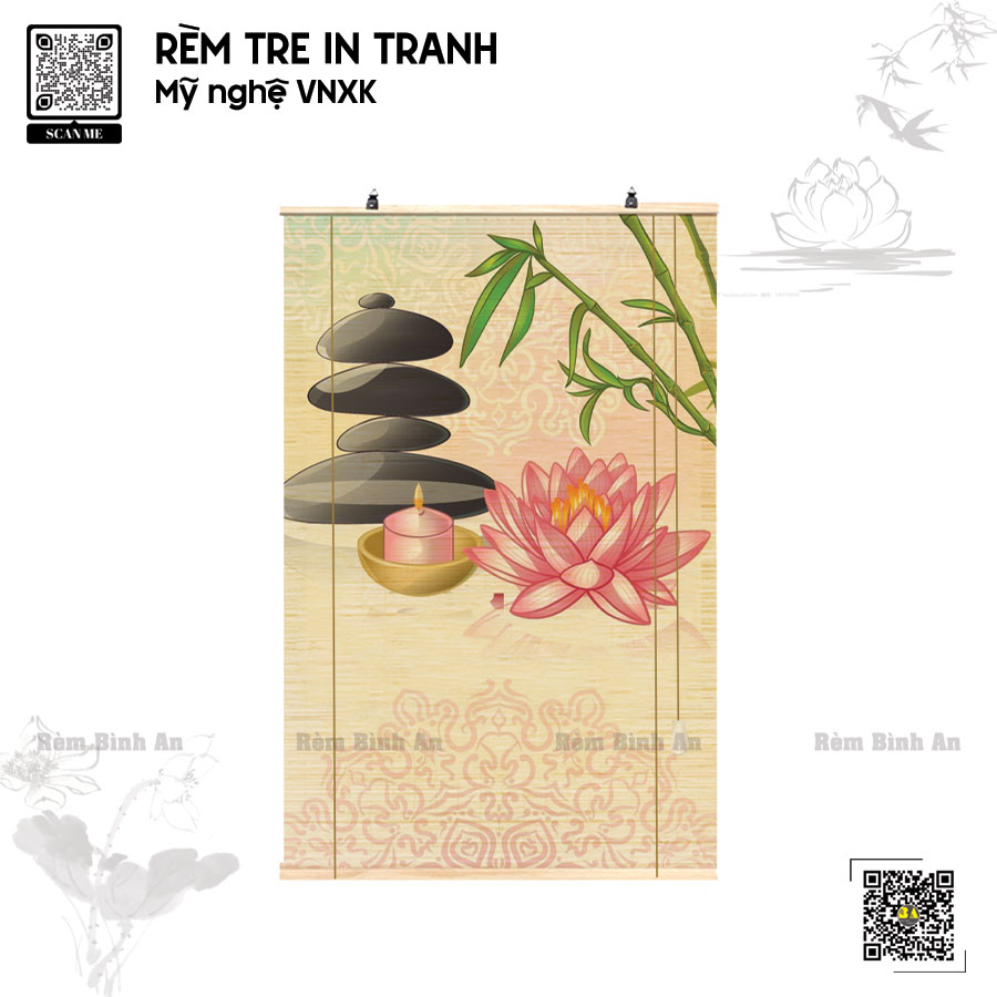 Rèm Hoa Sen Bình An - Tre Trúc Cổ Điển