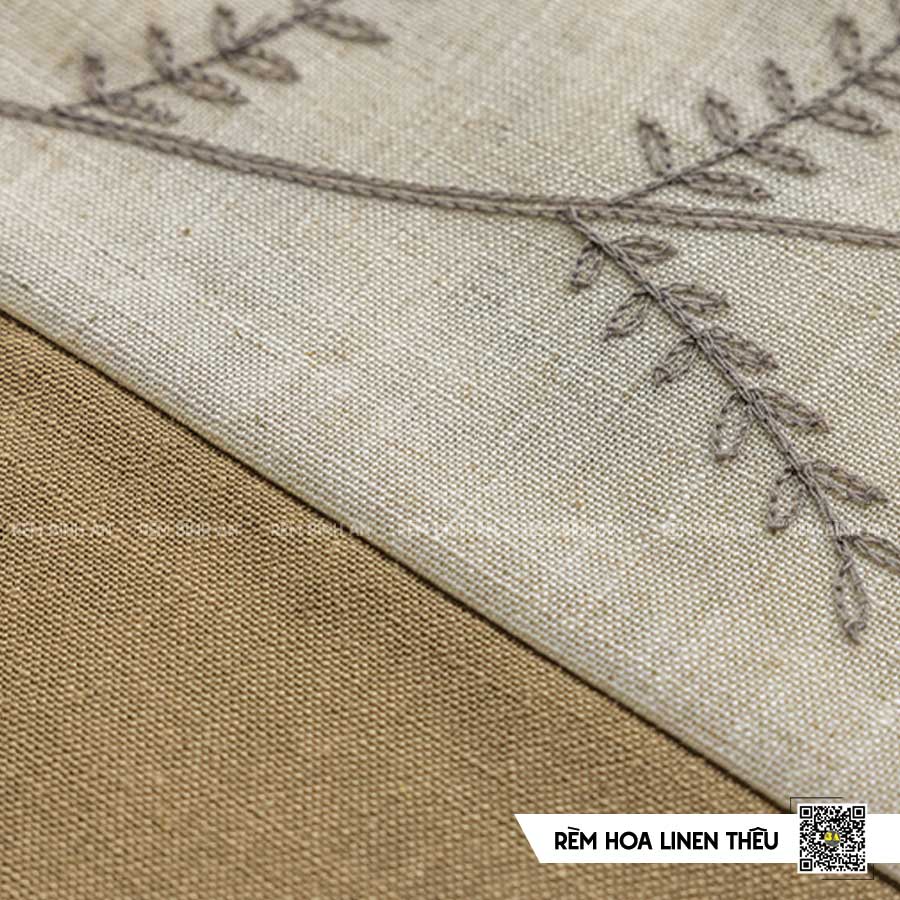 Rèm Linen Thêu Hoa Retro
