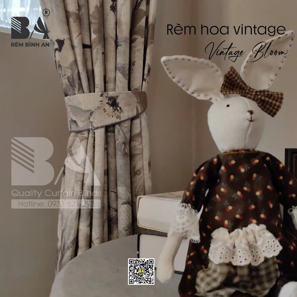 Rèm Hoa Mẫu Đơn Vintage – Decor Phòng Ngủ Phong Cách Indochine