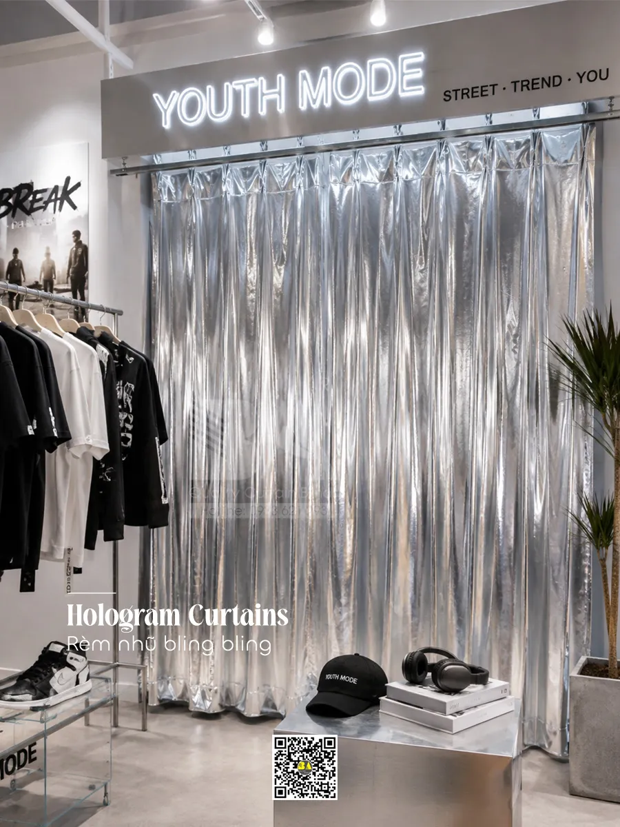 Rèm Hologram Ánh Bạc Photoshoot Studio, Shop Thời Trang | Rèm Bình An