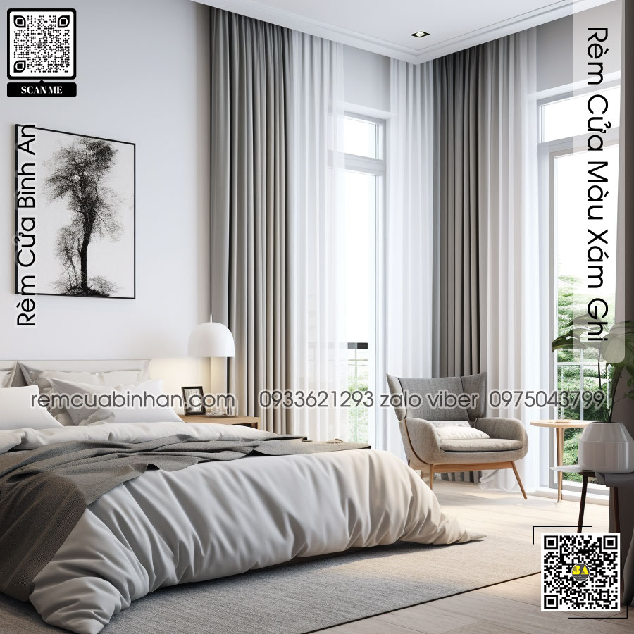 Rèm Vải Màu Ghi - Tạo Không Gian Thanh Lịch | Rèm Cửa Đa Dạng Phong Cách