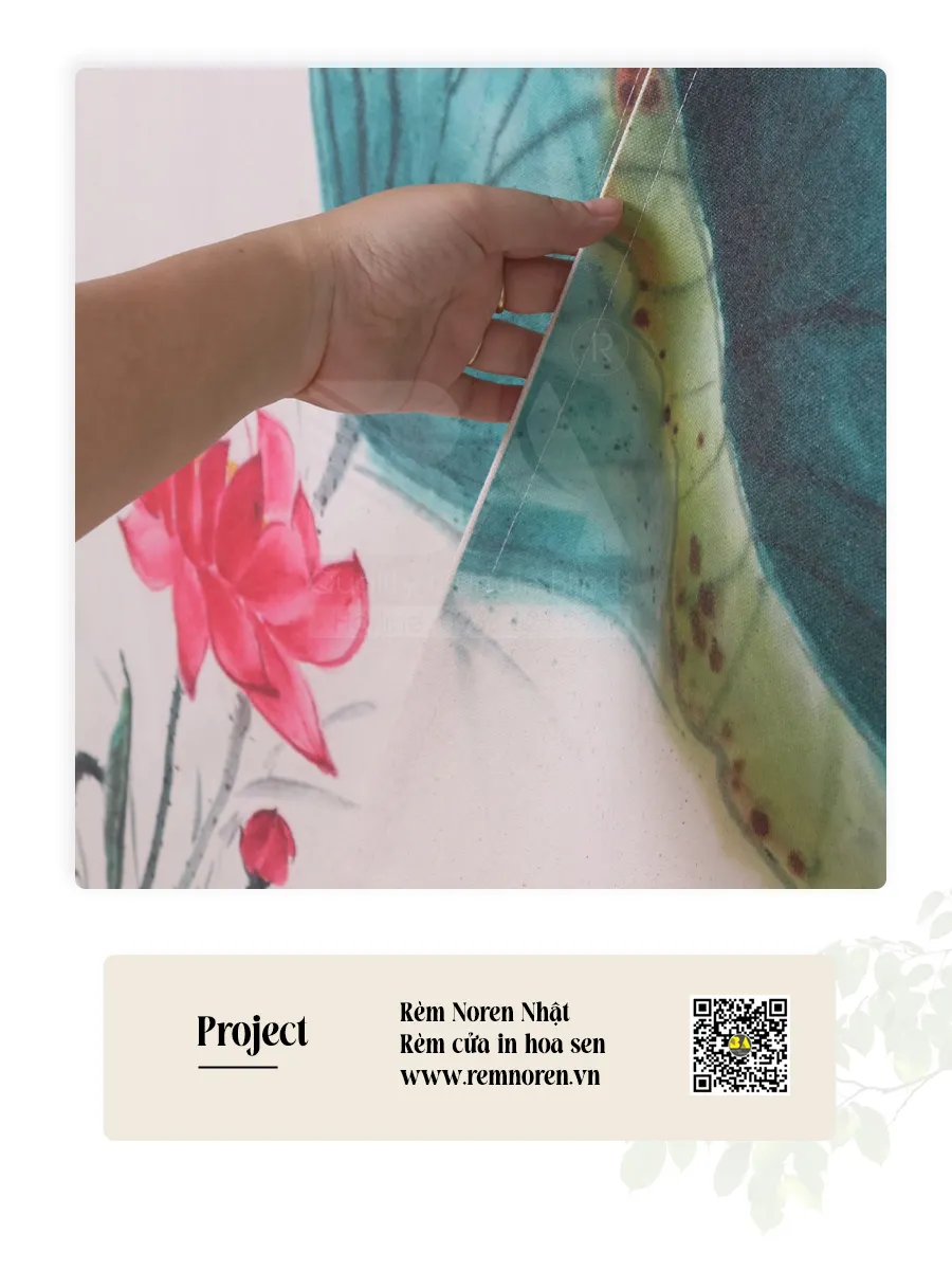 Rèm Nhật In Hoa Sen Zen Vải Canvas | RÈM BÌNH AN-5