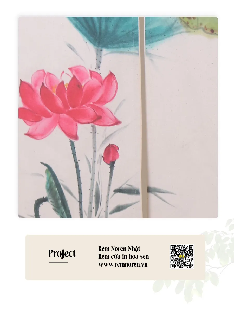Rèm Nhật In Hoa Sen Zen Vải Canvas | RÈM BÌNH AN-6