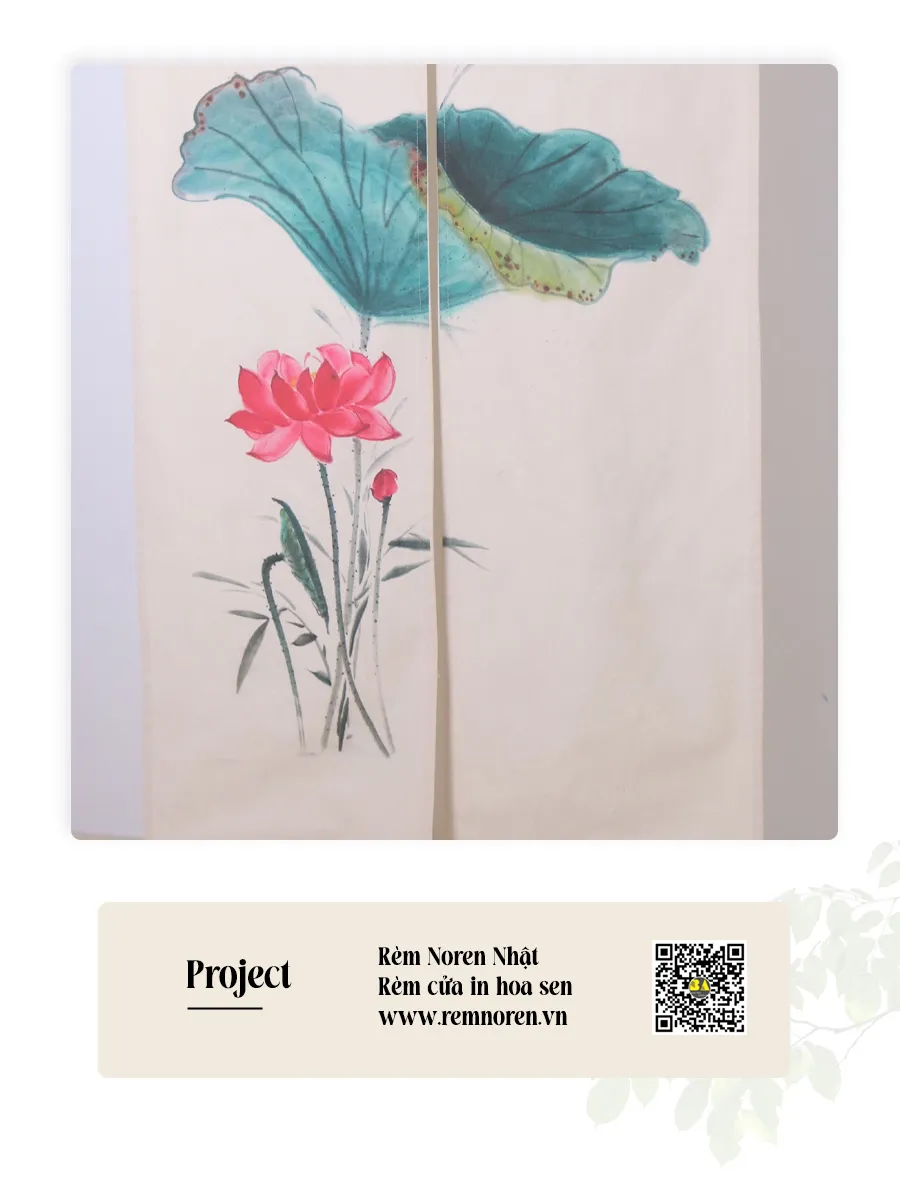 Rèm Nhật In Hoa Sen Zen Vải Canvas | RÈM BÌNH AN-7