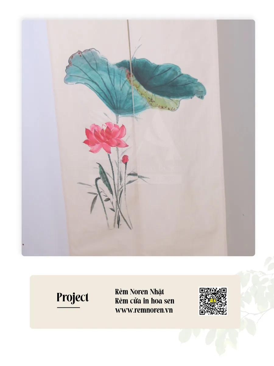 Rèm Nhật In Hoa Sen Zen Vải Canvas | RÈM BÌNH AN-8