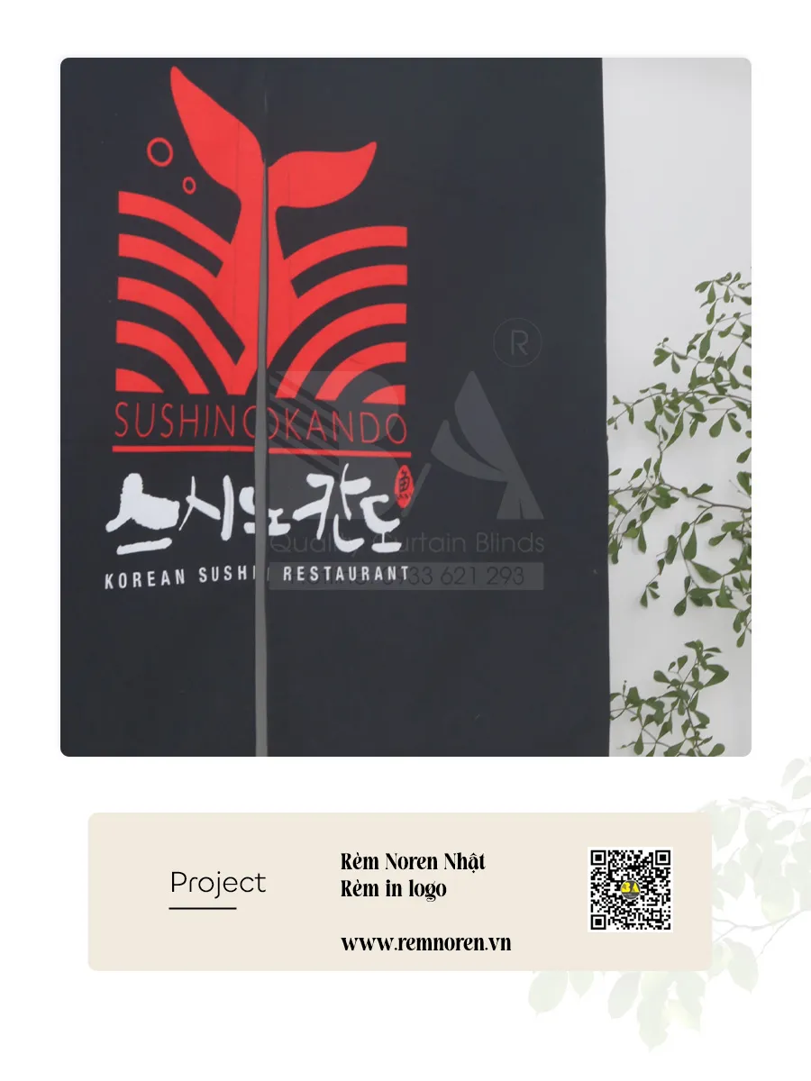 Rèm Nhật In Logo Quán Sushi | Rèm Noren Nhà Hàng Nhật-2