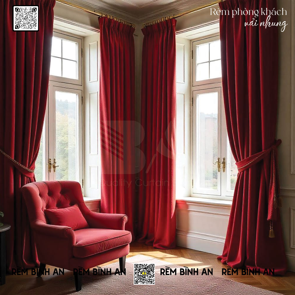 Rèm Nhung Phòng Khách Cao Cấp