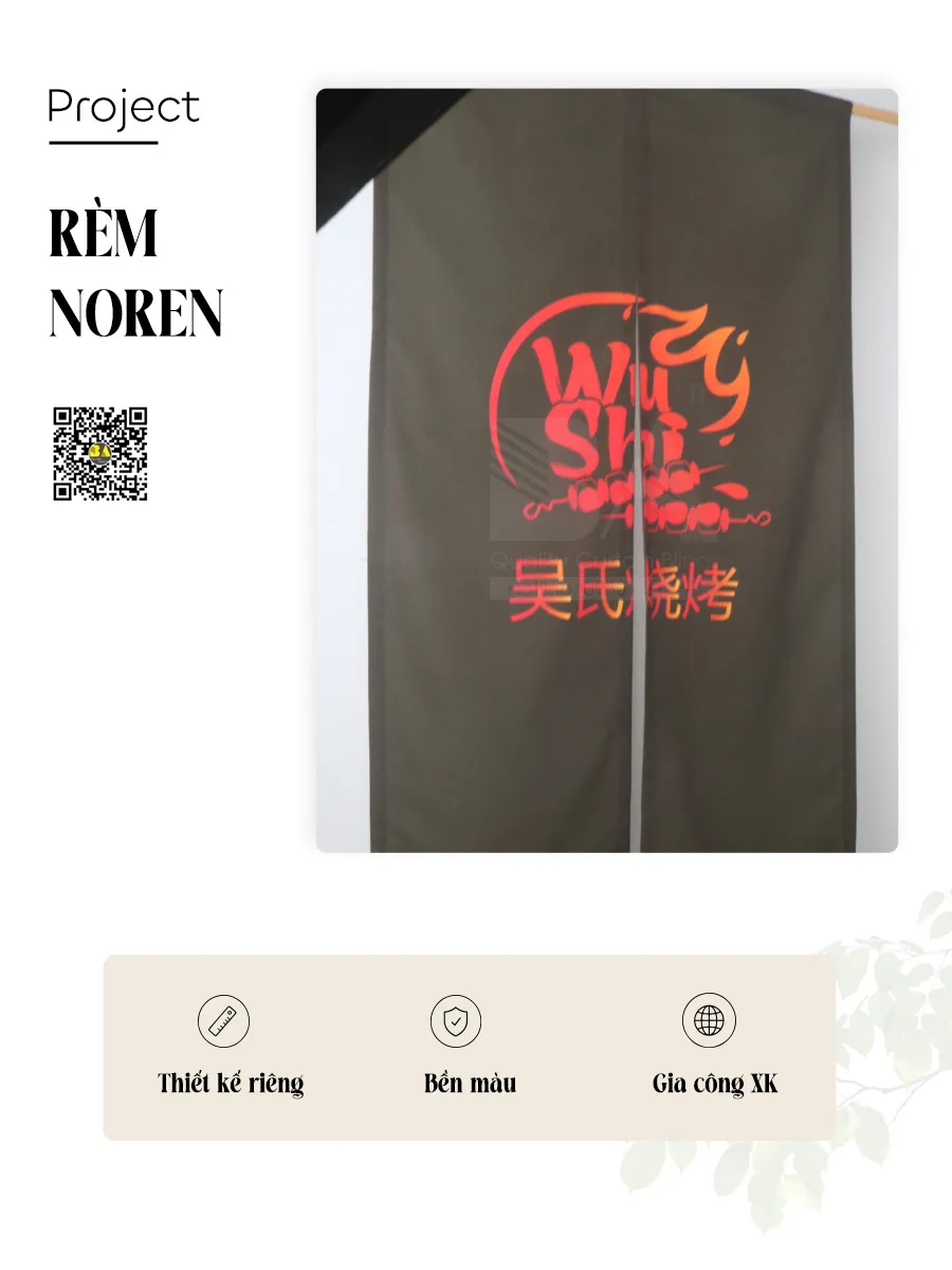 Rèm Che Bếp In Logo Nhà Hàng Lẩu Nướng BBQ – Rèm Noren Theo Yêu Cầu