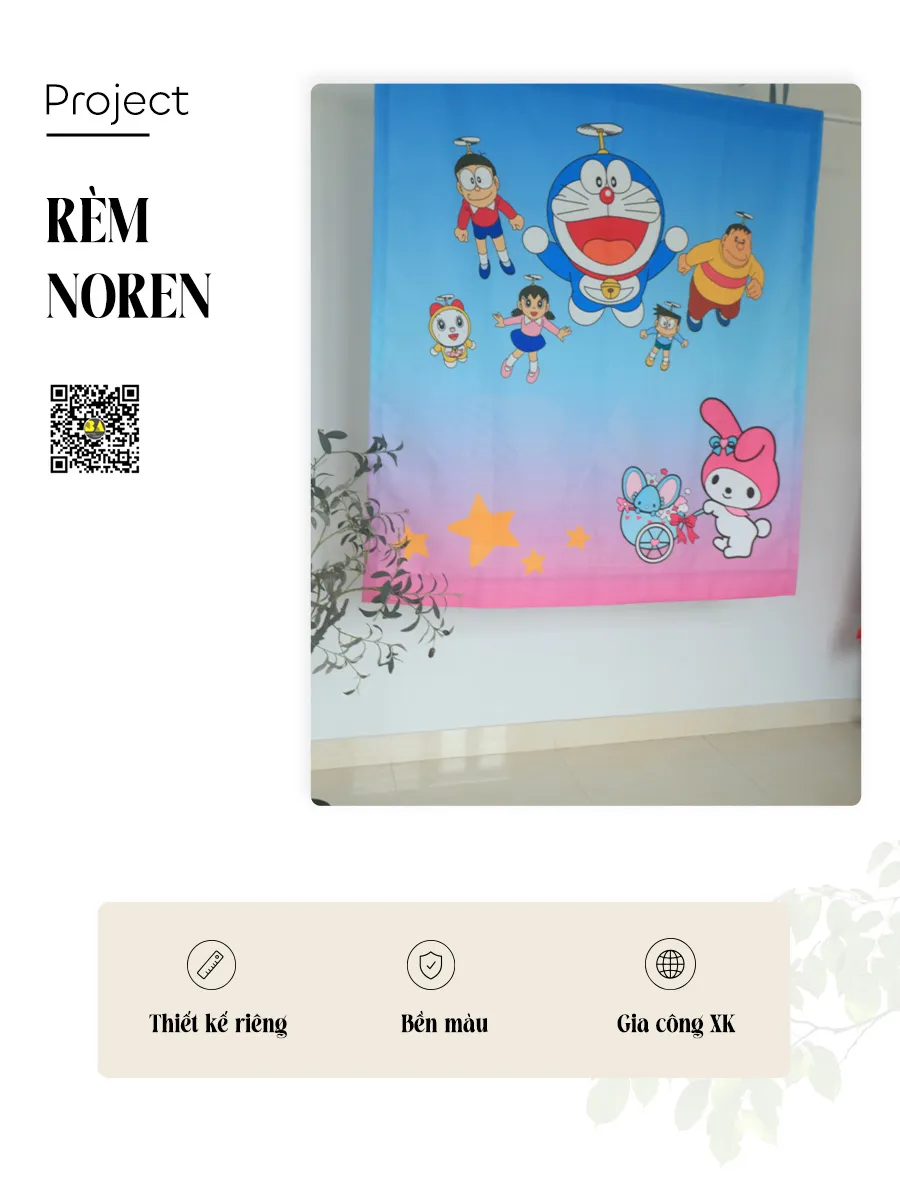 Rèm Noren Doraemon Cho Bé – Màn Cửa Trẻ Em In Hoạt Hình Dễ Thương
