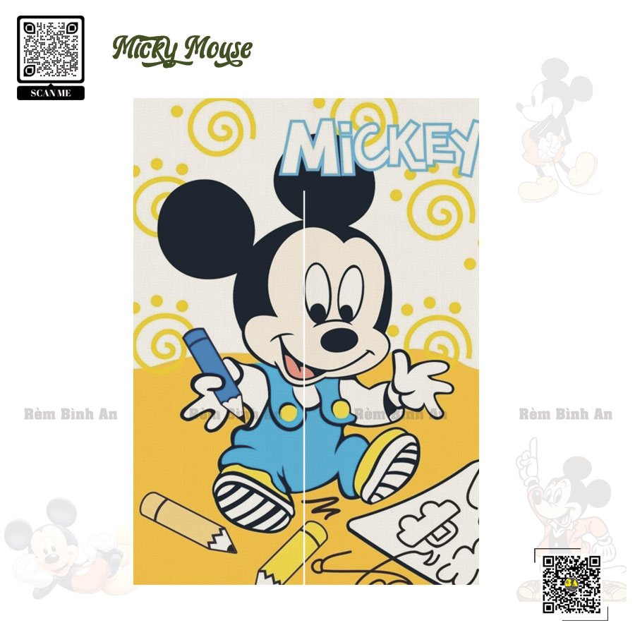 Rèm Noren Họa Tiết Chuột Mickey Dễ Thương - Vui Nhộn Cho Bé