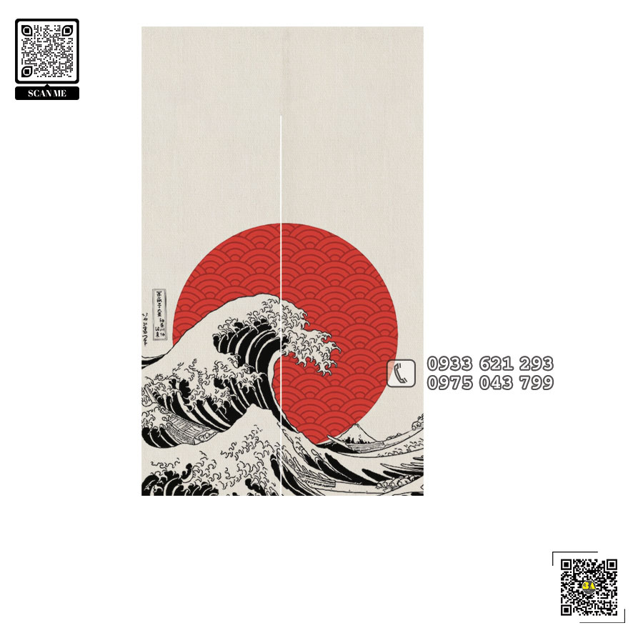 Rèm Noren Họa Tiết Núi Phú Sĩ Fuji Moutain Rèm Decor Kiểu Nhật Bản