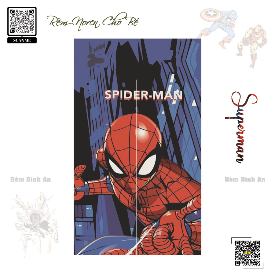 Rèm Noren Họa Tiết Siêu Anh Hùng