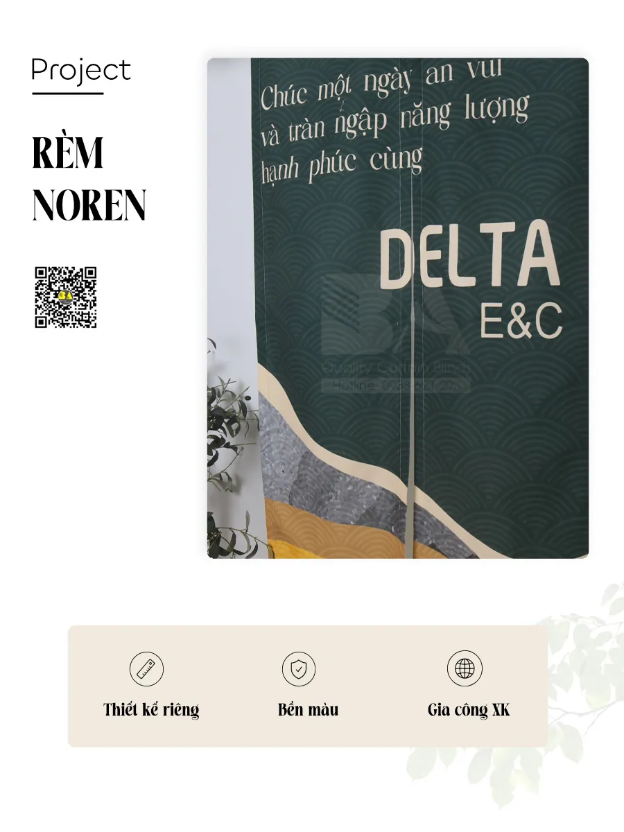 Rèm Noren In Logo Công Ty Ngăn Phòng Kiểu Nhật