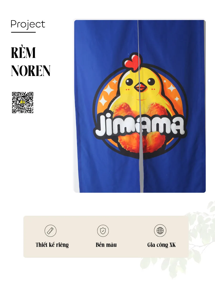 Rèm Noren In Logo Jimiwa – Rèm Che Cửa Quán Gà Rán Theo Thương Hiệu