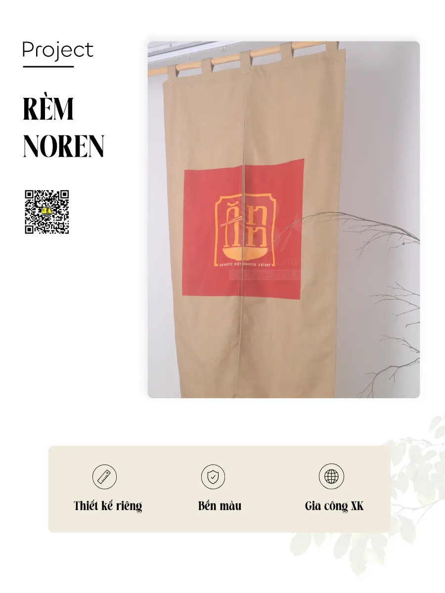 Rèm Noren In Logo Nhà Hàng Chay Phong Cách Việt