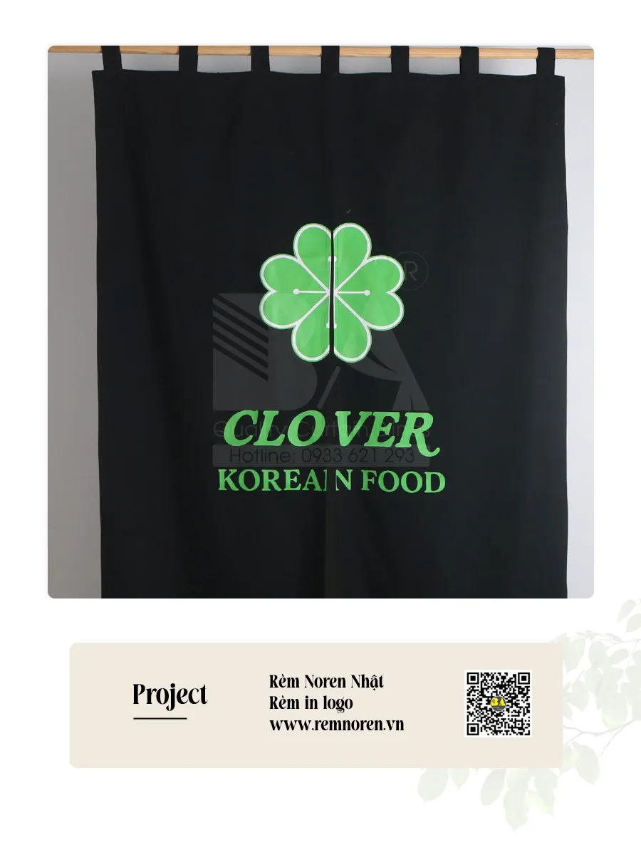 Rèm Noren In Logo Nhà Hàng Hàn Quốc Clover Korea-1