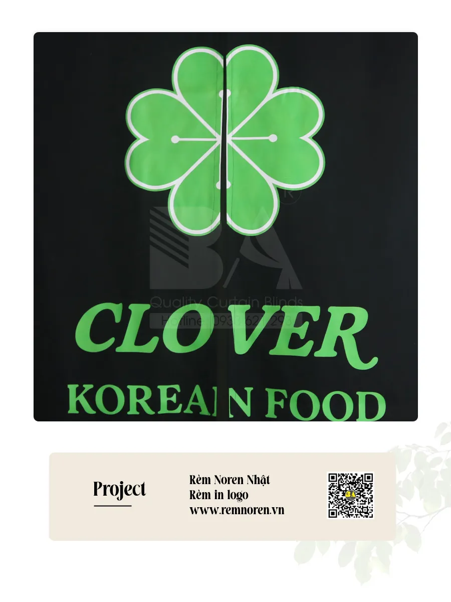 Rèm Noren In Logo Nhà Hàng Hàn Quốc Clover Korea