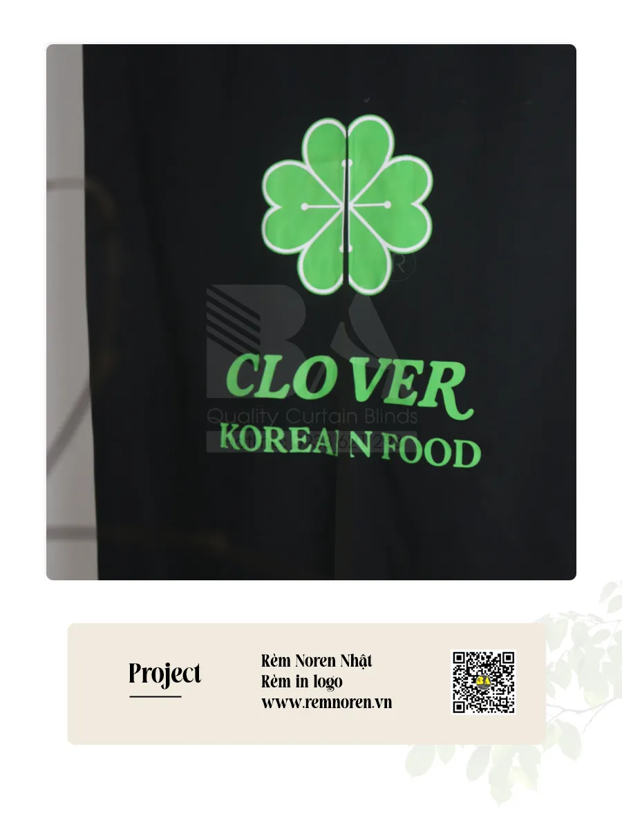 Rèm Noren In Logo Nhà Hàng Hàn Quốc Clover Korea-3