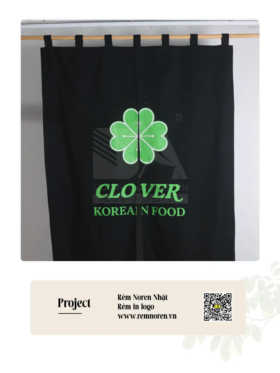 Rèm Noren In Logo Nhà Hàng Hàn Quốc Clover Korea-4