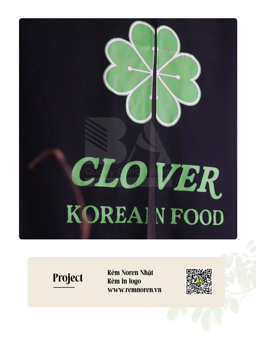 Rèm Noren In Logo Nhà Hàng Hàn Quốc Clover Korea-5