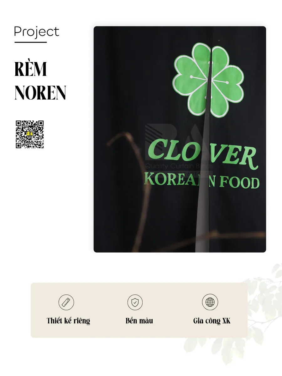 Rèm Noren In Logo Nhà Hàng Hàn Quốc Clover Korea