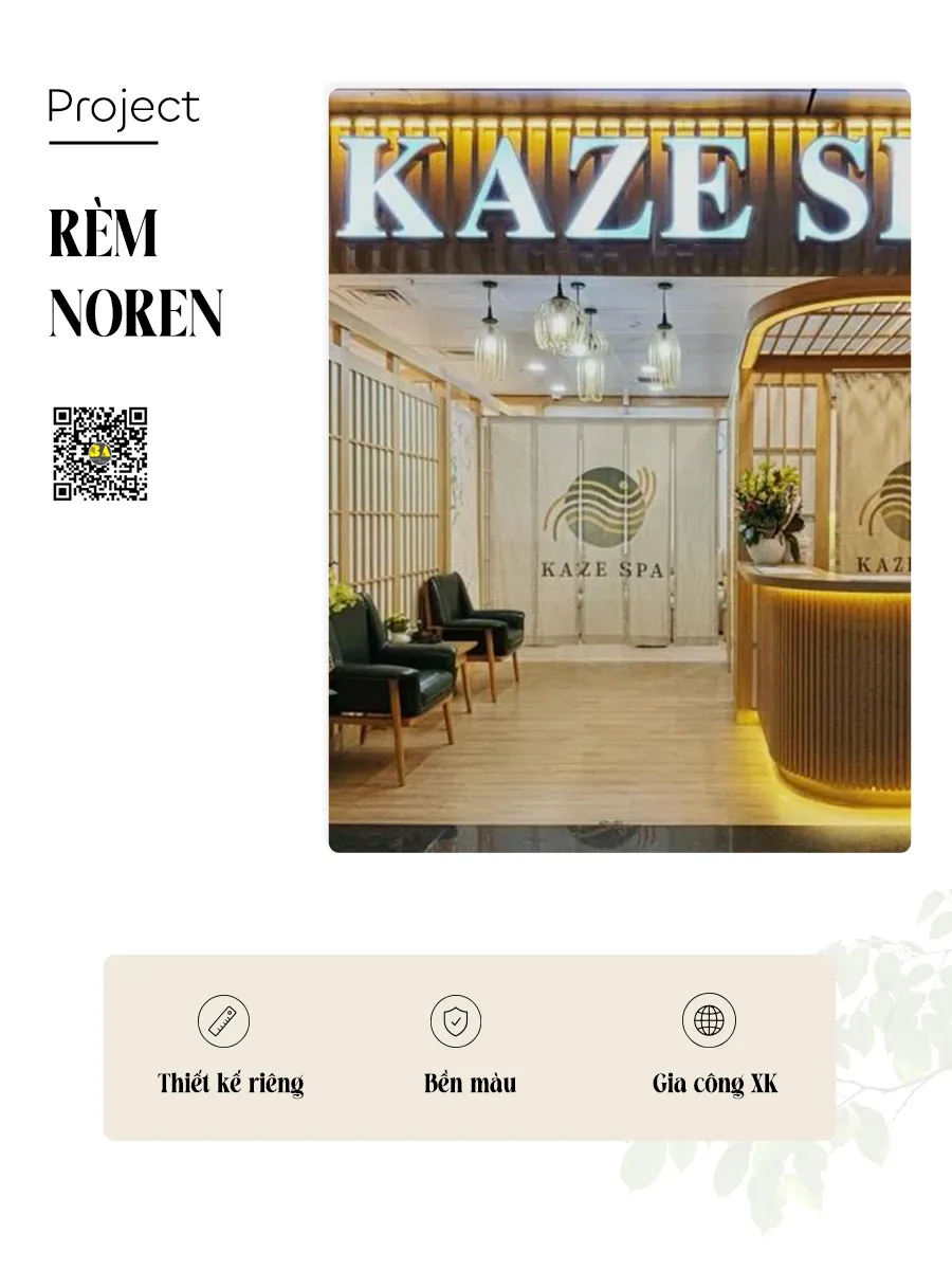 Rèm Noren In Logo Spa – Màn Ngăn Phòng, Rèm Che Lối Ra Vào