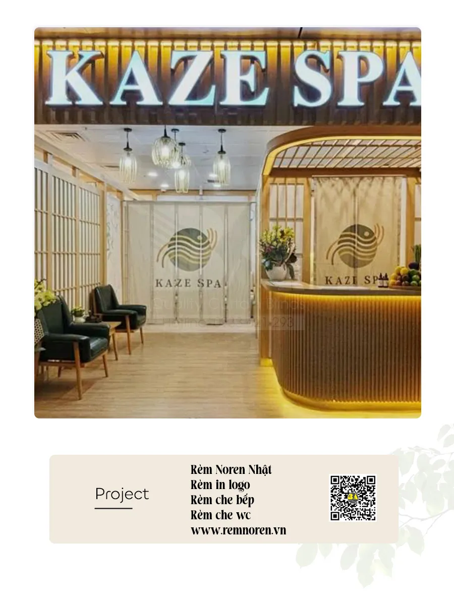 Rèm Noren In Logo Spa | Màn Ngăn Phòng Theo Yêu Cầu-7