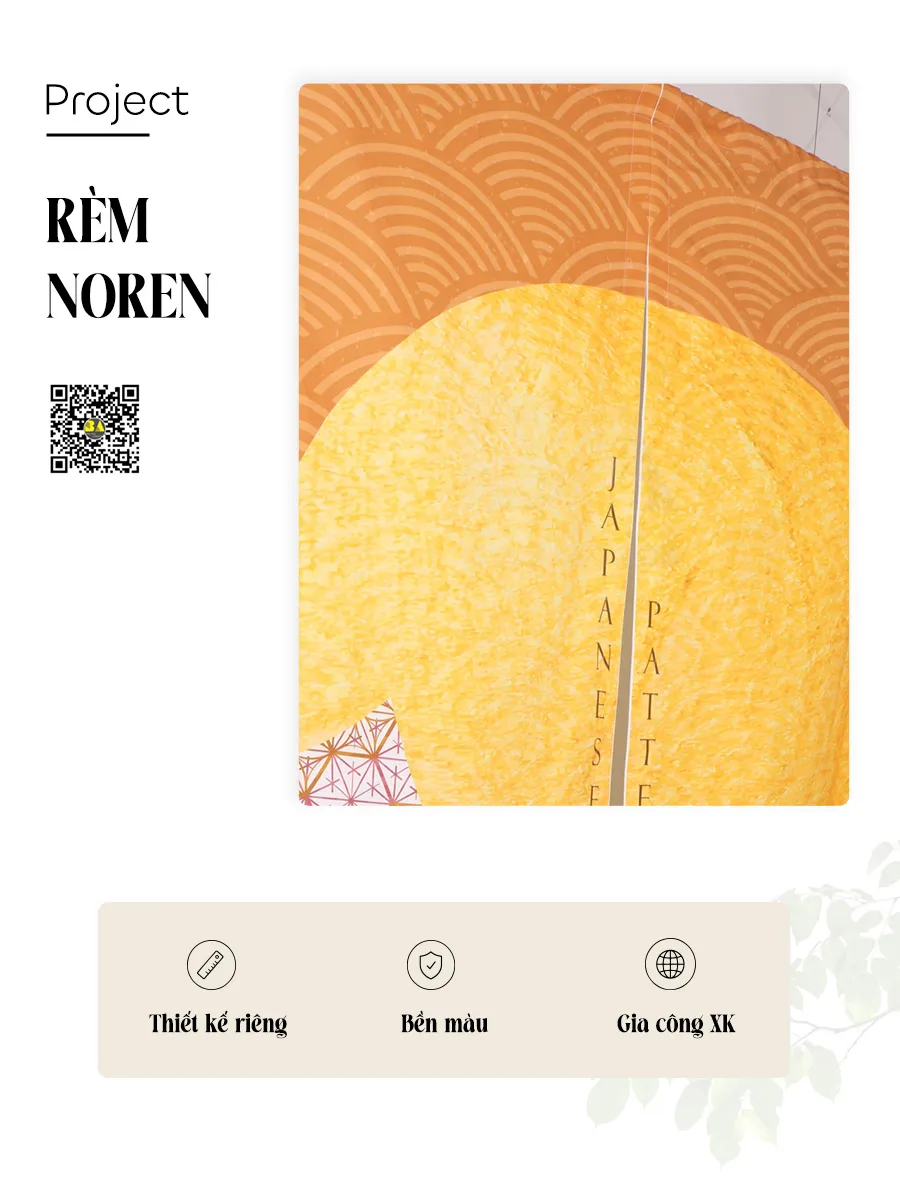 Rèm Noren Mặt Trời Mọc Họa Tiết Sóng Nhật Bản