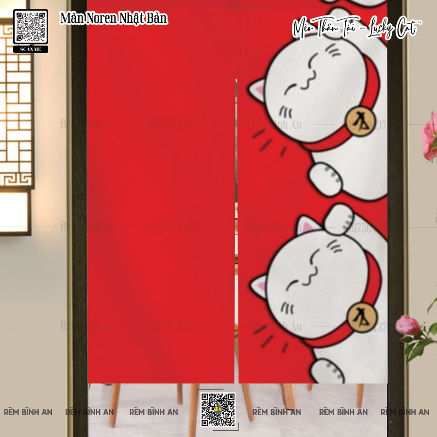 Rèm Noren Mèo Thần Tài