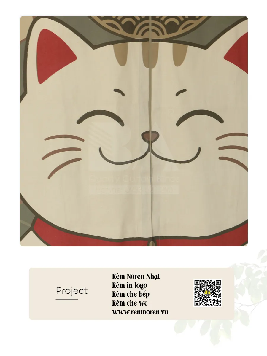 Rèm Noren Mèo Thần Tài Maneki Neko | Rèm Nhật Bản Theo Yêu Cầu-1