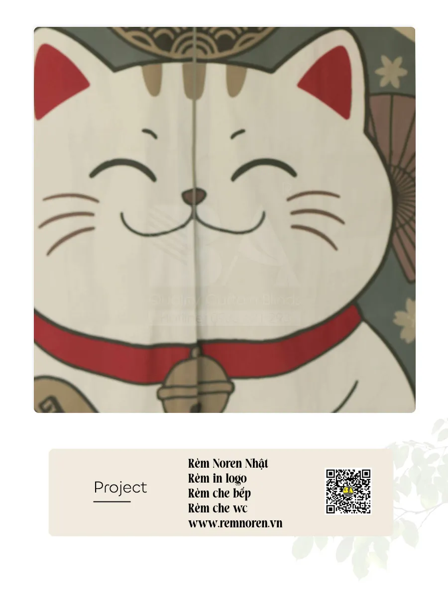 Rèm Noren Mèo Thần Tài Maneki Neko Nhật Bản