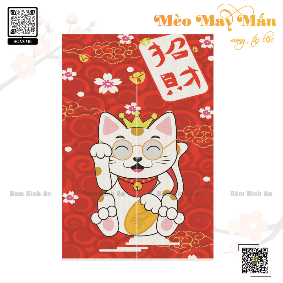 Rèm Noren Mèo Thần Tài - Tài Lộc Cho Nhà Hàng