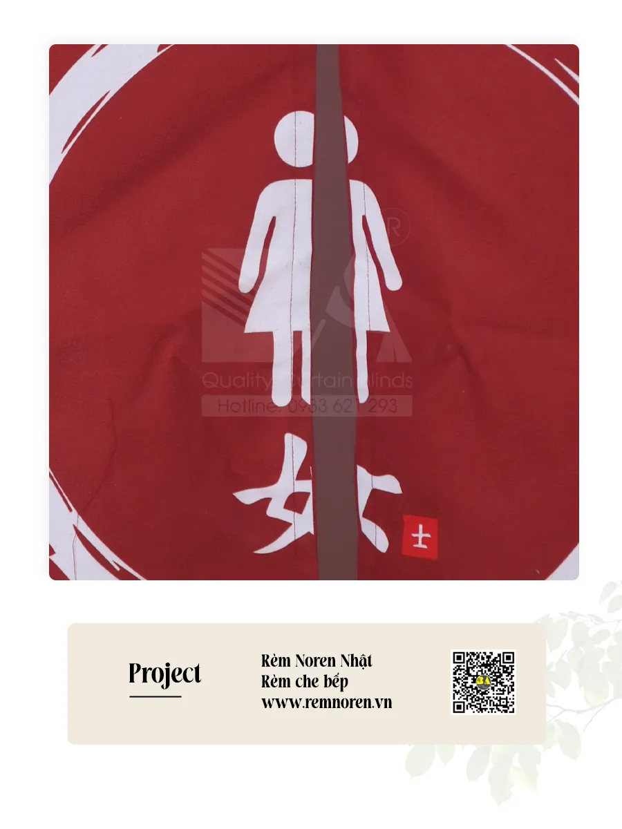 Rèm Noren Che WC Nữ Màu Đỏ Đô In Logo | RÈM BÌNH AN-5