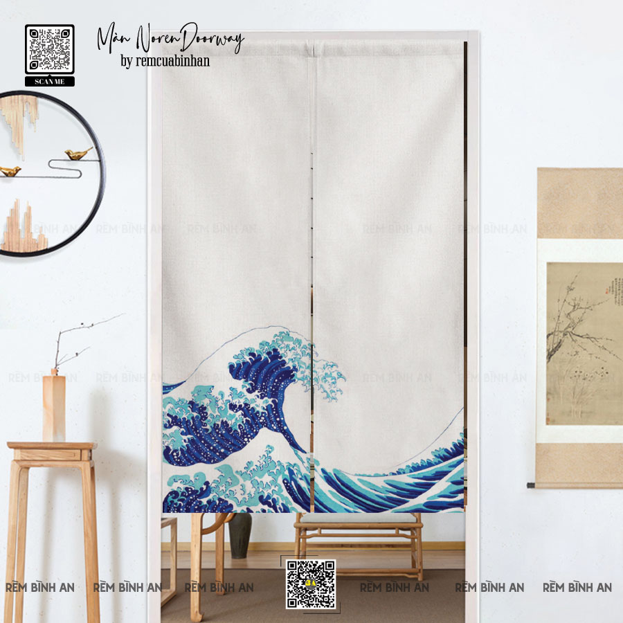 Rèm Noren Nhật Bản Kiểu Sóng Mặt Trời