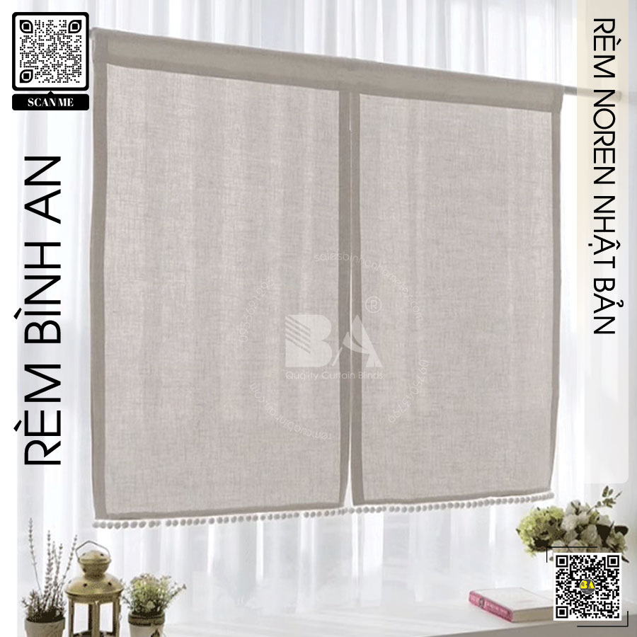 Rèm Noren Nhật Bản phối ren điệu đà vintage retro