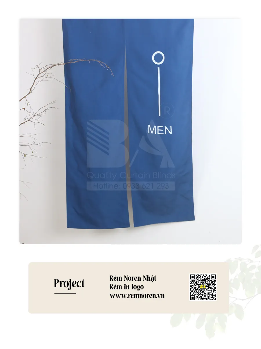 Rèm Noren Toilet Nam Màu Xanh Cobalt | Rèm Bình An-1