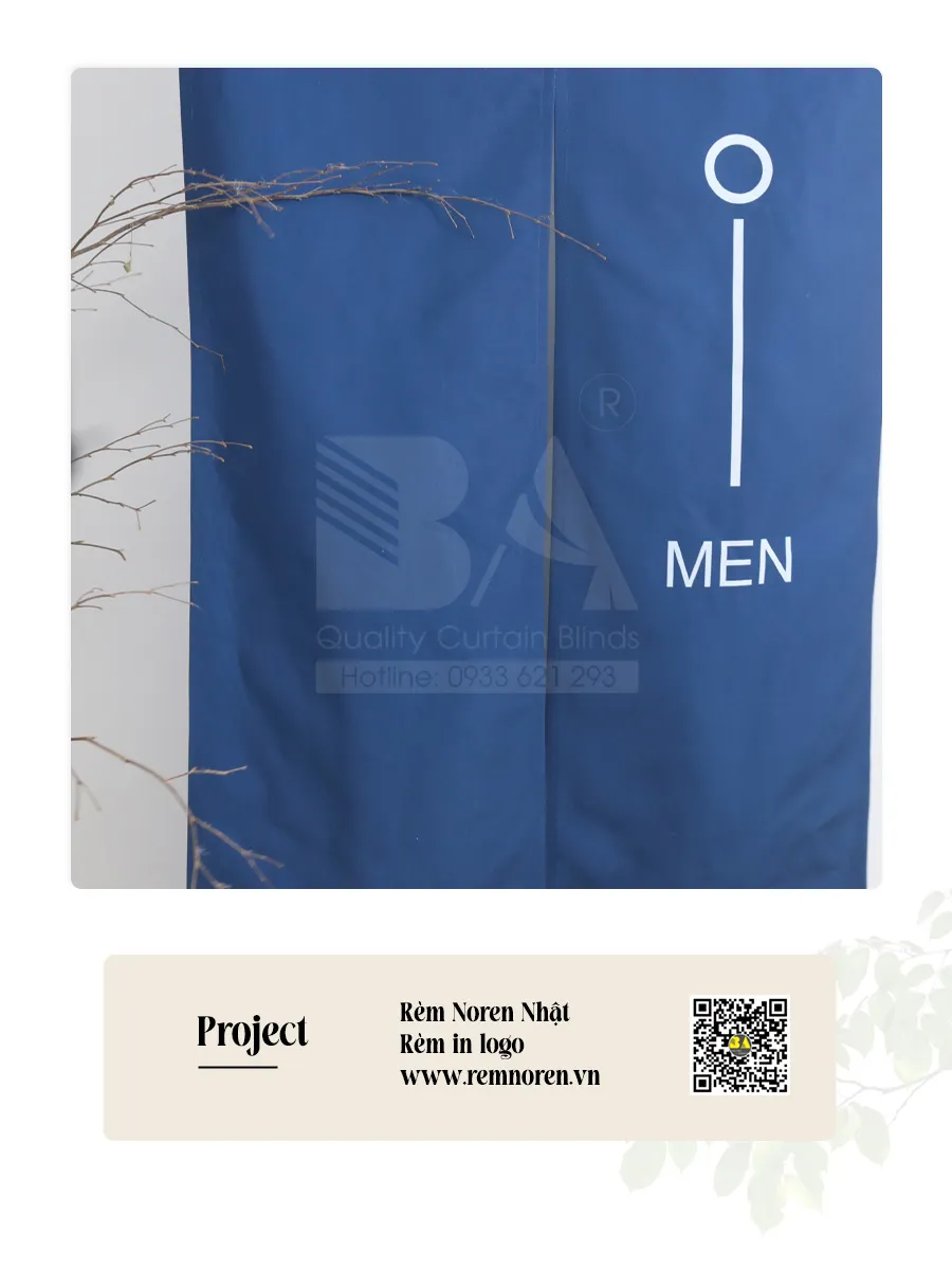 Rèm Noren Toilet Nam Màu Xanh Cobalt