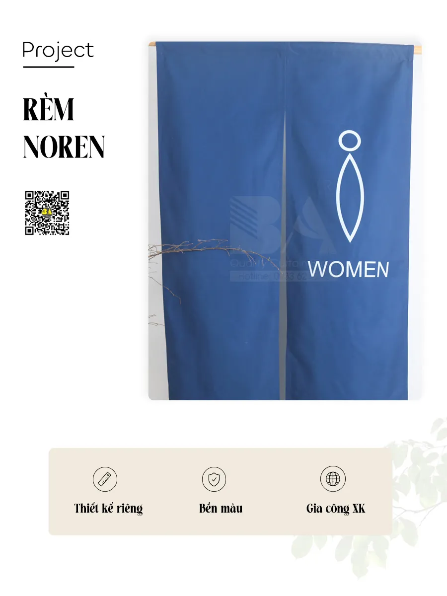 Rèm Noren Toilet Nữ Màu Xanh Cobalt