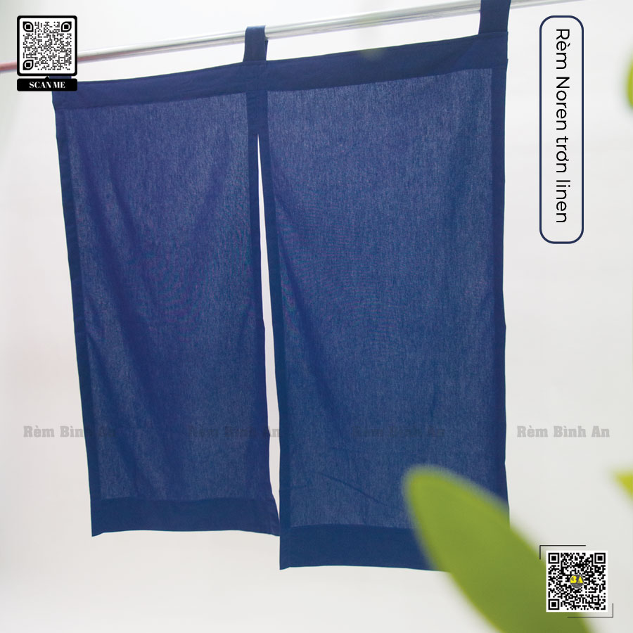 Rèm Noren Vải Linen Màu Xanh Cobalt