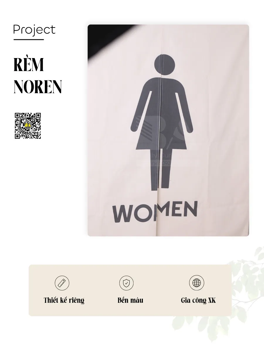 Rèm Noren WC Nữ In Biểu Tượng Cho Nhà Xưởng, Quán Cà Phê