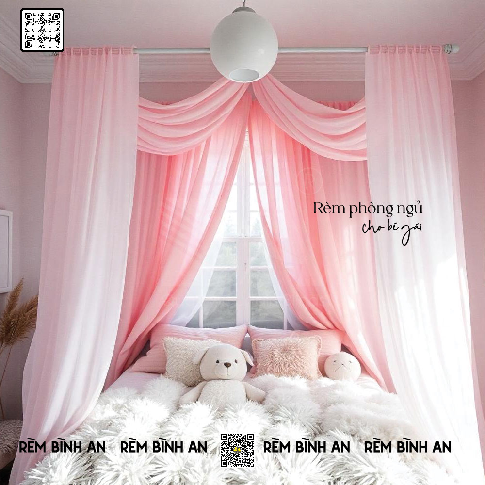 Rèm Phòng Ngủ Cho Bé Gái – Chống Nắng, An Toàn, Dễ Thương