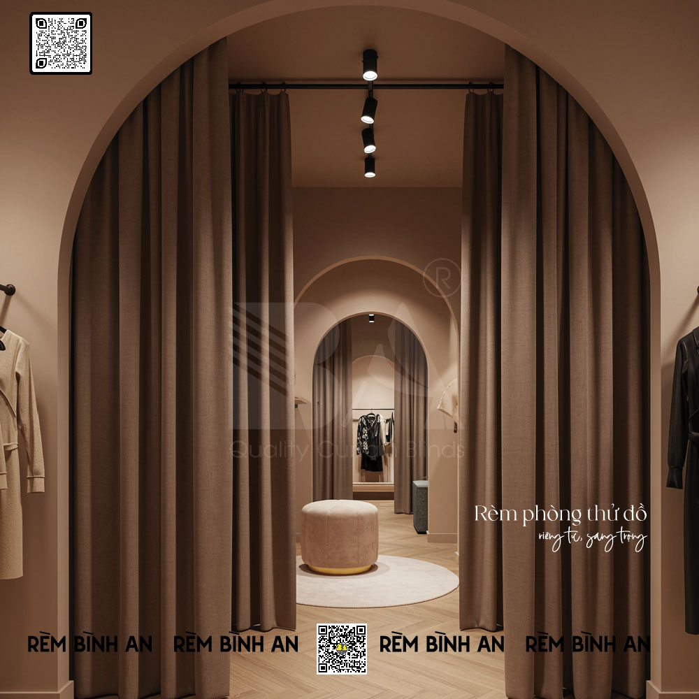 Rèm Phòng Thử Đồ Cao Cấp Kèm Thanh Treo