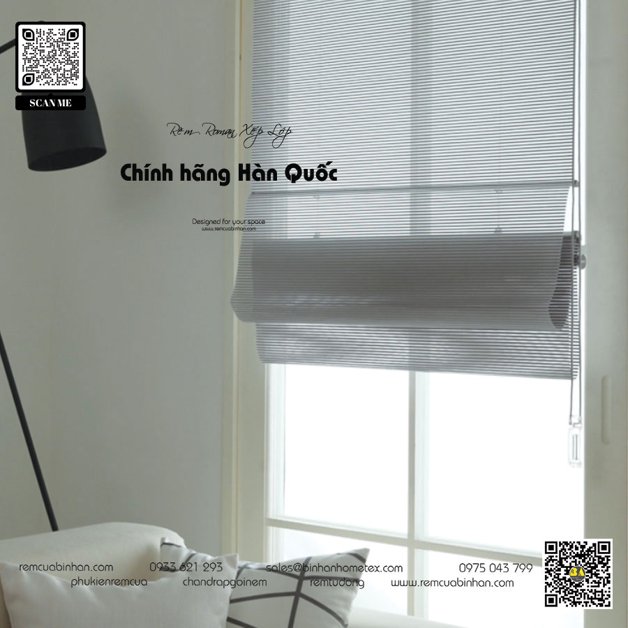 Rèm Roman Hàn Quốc Màn Roman Xếp Lớp Rèm Cửa Sổ Cao Cấp HELLIOS
