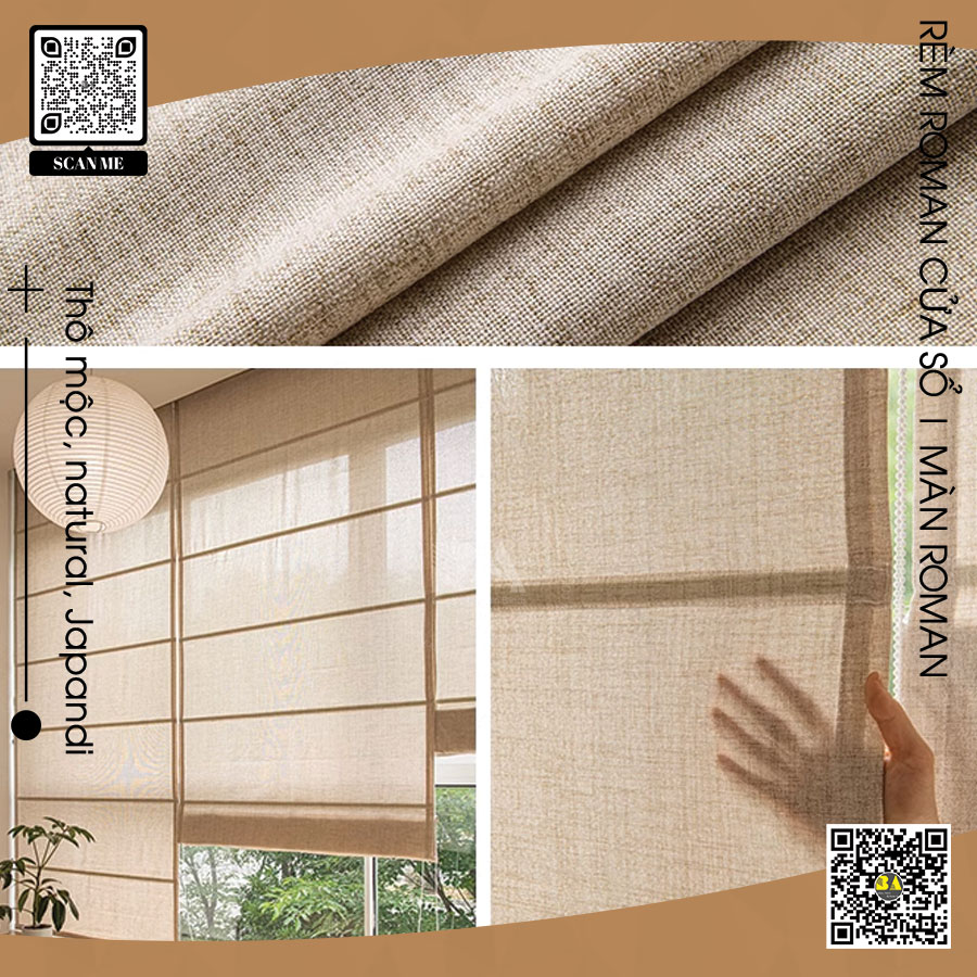 Rèm Roman Thô Mộc Phong Cách Nhật Bản | Rèm Cửa Bình An
