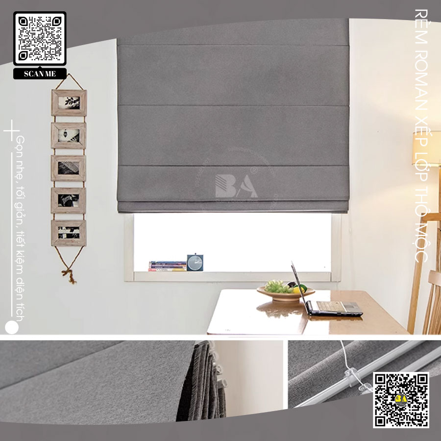 Rèm Roman Xếp Lớp Chống Nắng Blackout | Rèm Cửa Bình An
