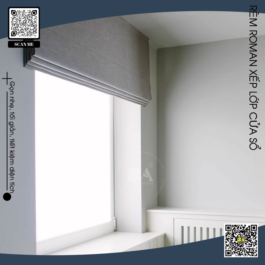 Rèm Roman Xếp Lớp Phòng Ngủ - Tiết Kiệm Diện Tích | Rèm Cửa Bình An