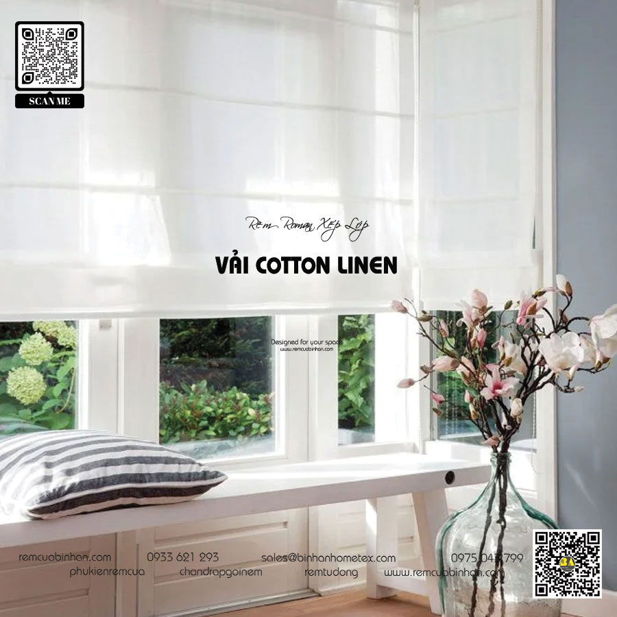 Rèm Roman Xếp Lớp Vải Thô Mộc - Tự Nhiên và Hiện Đại