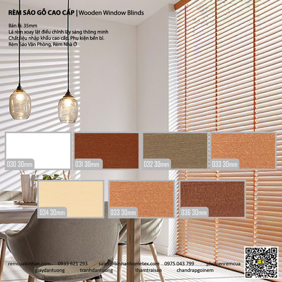 Rèm sáo gỗ bản 35mm - Chất lượng cao, giá rẻ tại TPHCM