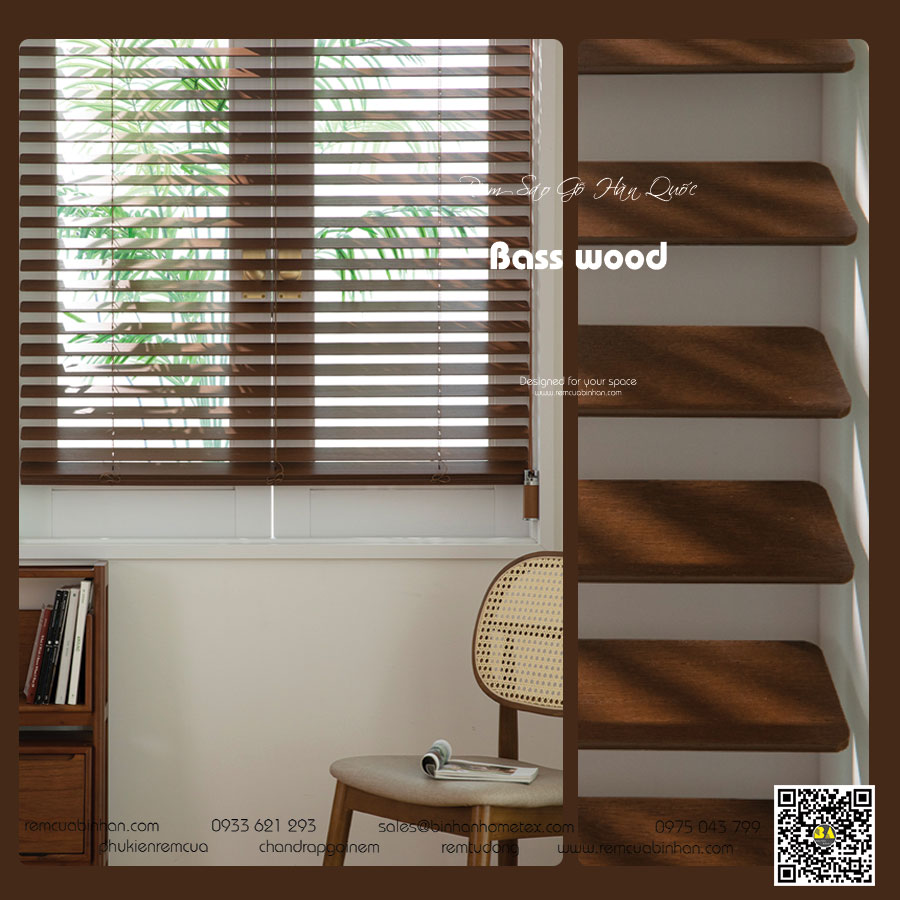Rèm sáo gỗ basswood Hàn Quốc | Giá rẻ | Cao cấp